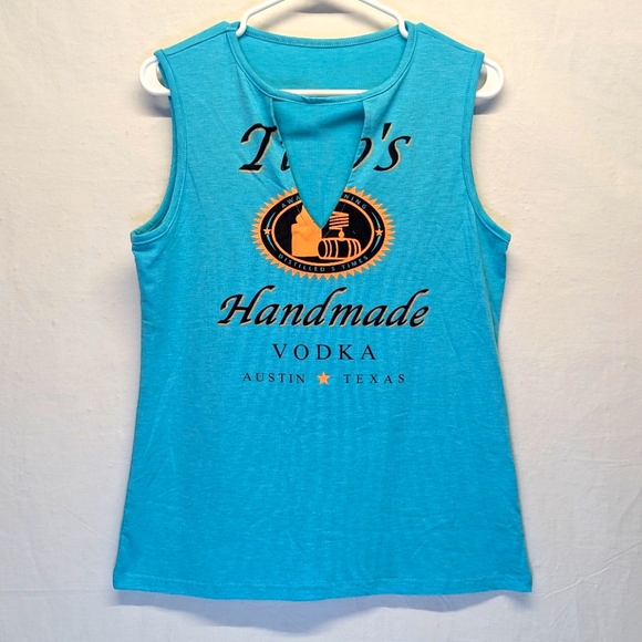 Tito's Handmade Vodka - Austin, Texas Sleeveless Top Turquoise Cyan - Picture 1 of 5